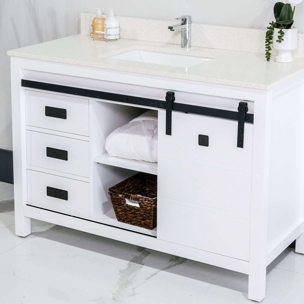 ALP-72A 48 Inch White solid wood single sink free standing bathroom vanity