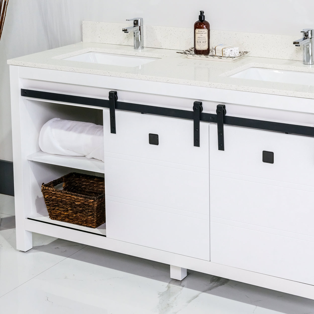 ALP-72A 60 Inch White solid wood double sink free standing bathroom vanity