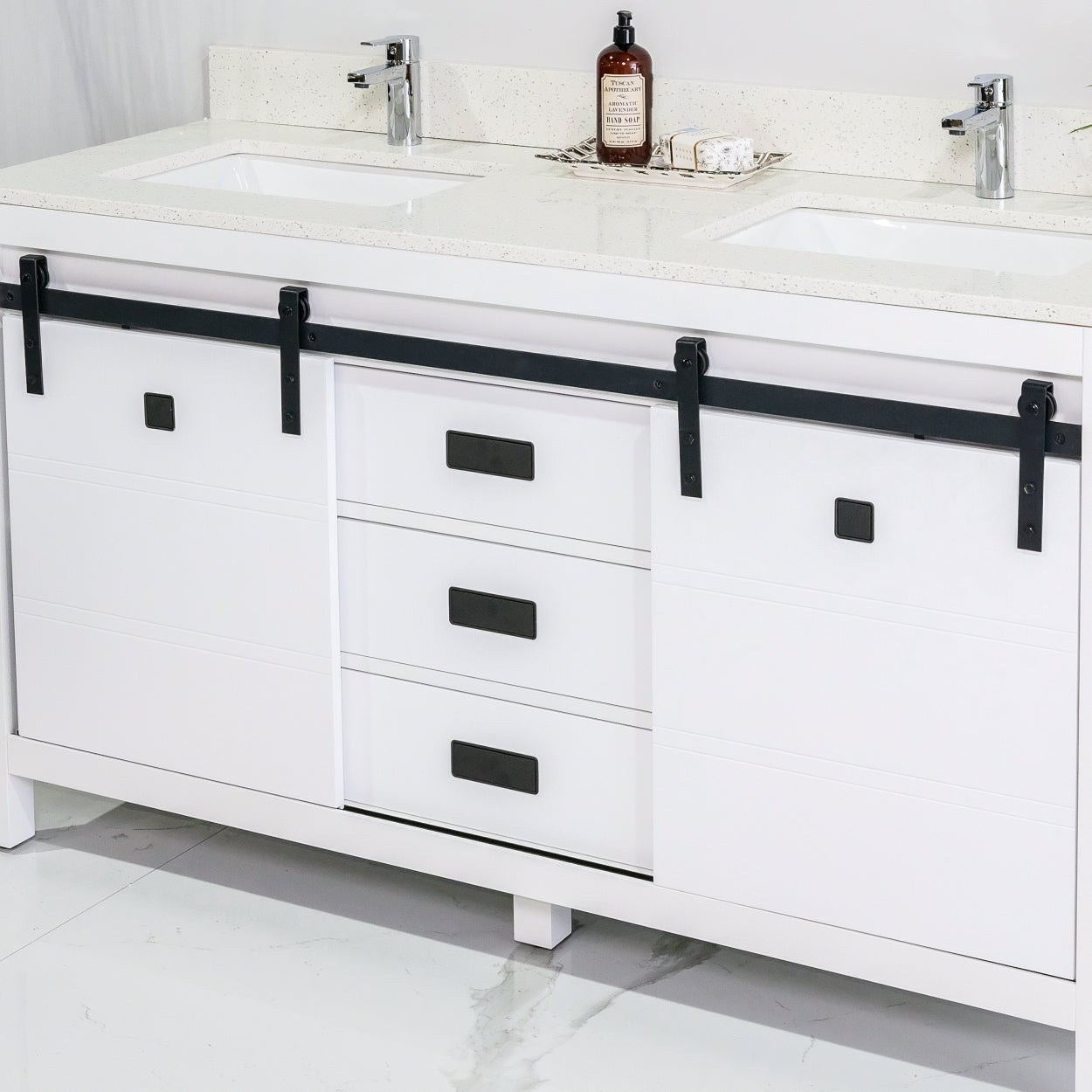 ALP-72A 60 Inch White solid wood double sink free standing bathroom vanity