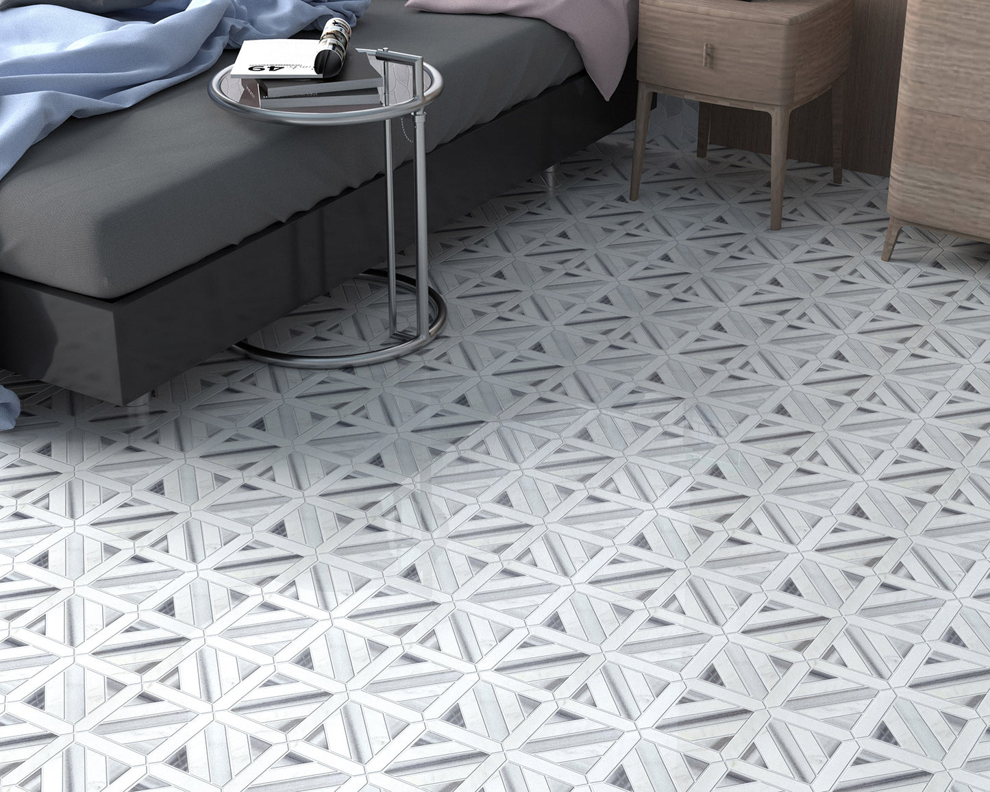 PAS 18-4 Dolomite, Equador Honed Marble Waterjet Mosaic