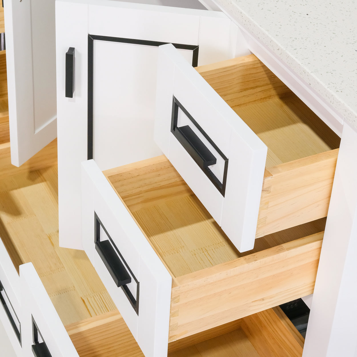 ALP-20A 48 Inch White with black trim solid wood single sink free standing bathroom vanity