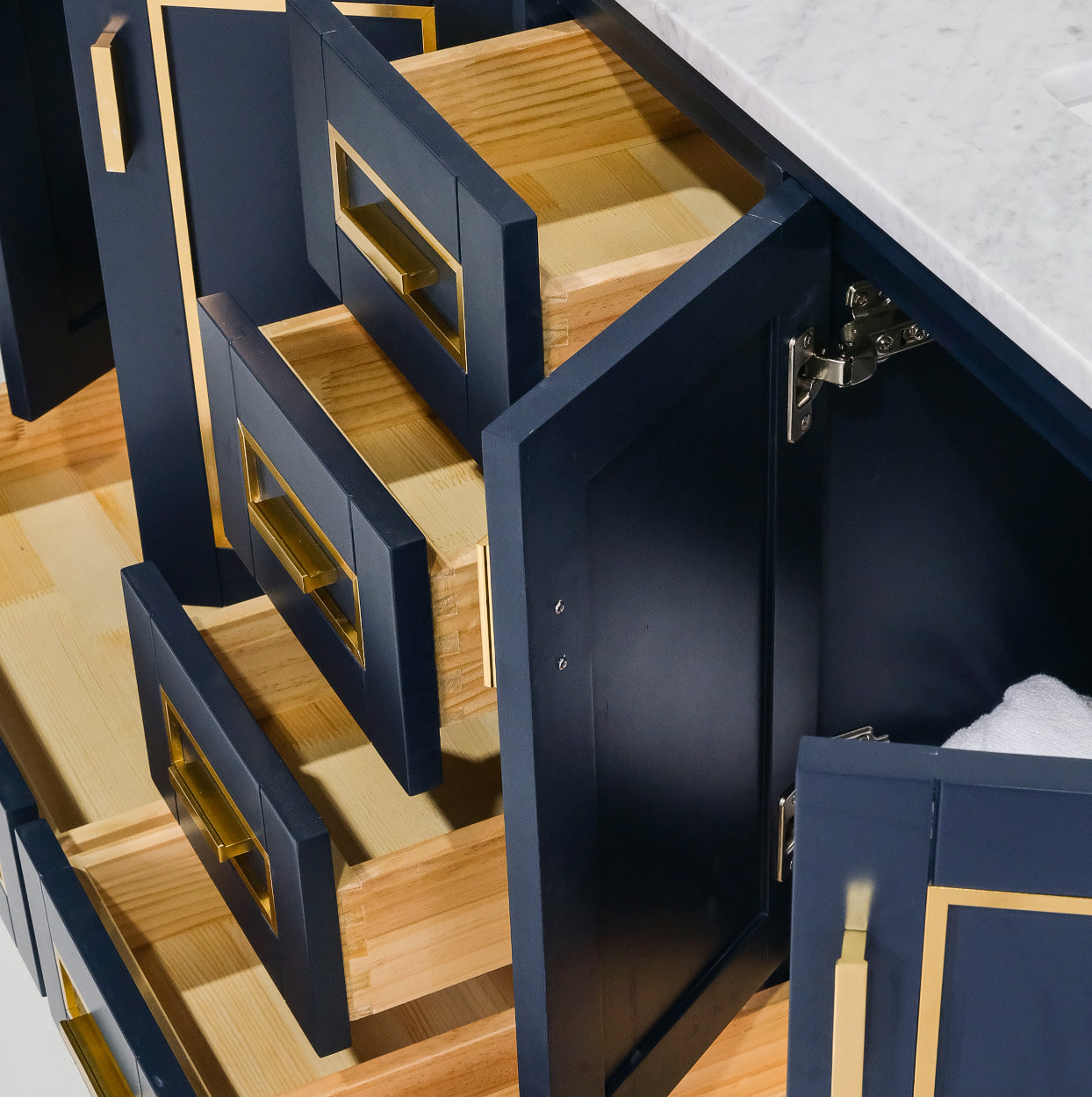 ALP-20A 60 Inch Blue with gold trim solid wood double sink free standing bathroom vanity