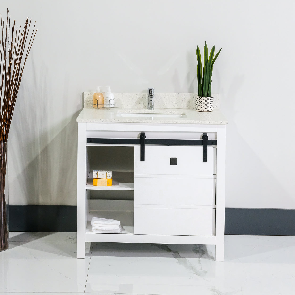 ALP-72A 36 Inch White solid wood single sink free standing bathroom vanity