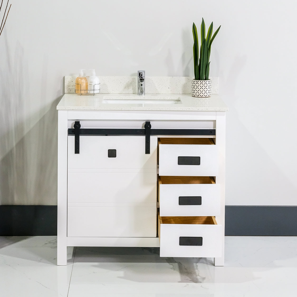 ALP-72A 36 Inch White solid wood single sink free standing bathroom vanity