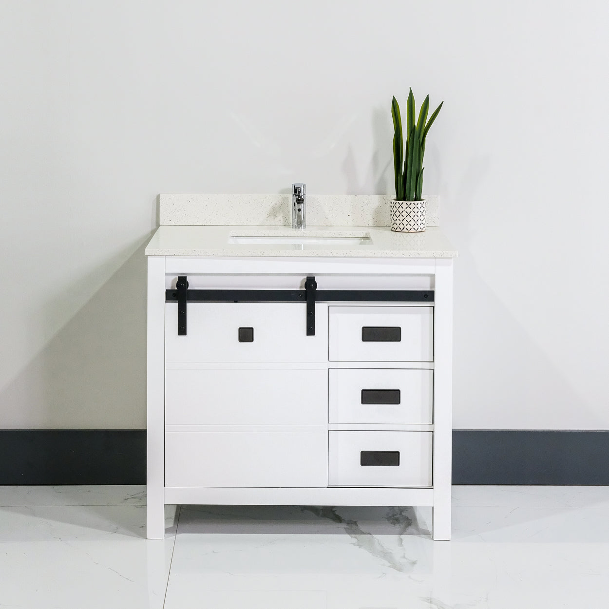 ALP-72A 36 Inch White solid wood single sink free standing bathroom vanity