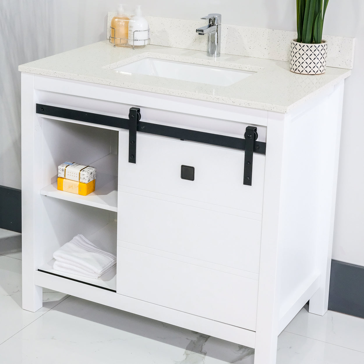 ALP-72A 36 Inch White solid wood single sink free standing bathroom vanity