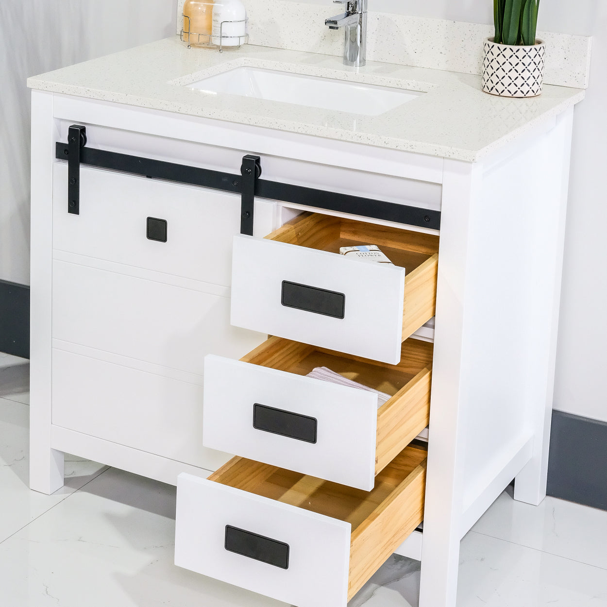 ALP-72A 36 Inch White solid wood single sink free standing bathroom vanity