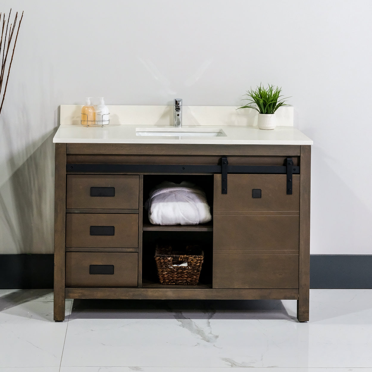 ALP-72A 48 Inch Wash Grey solid wood single sink free standing bathroom vanity