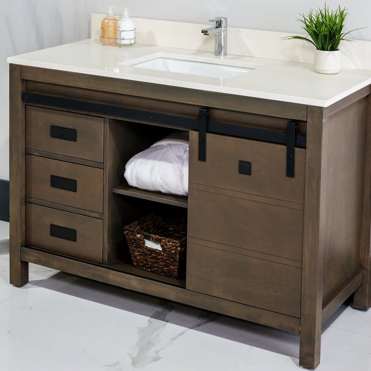 ALP-72A 48 Inch Wash Grey solid wood single sink free standing bathroom vanity