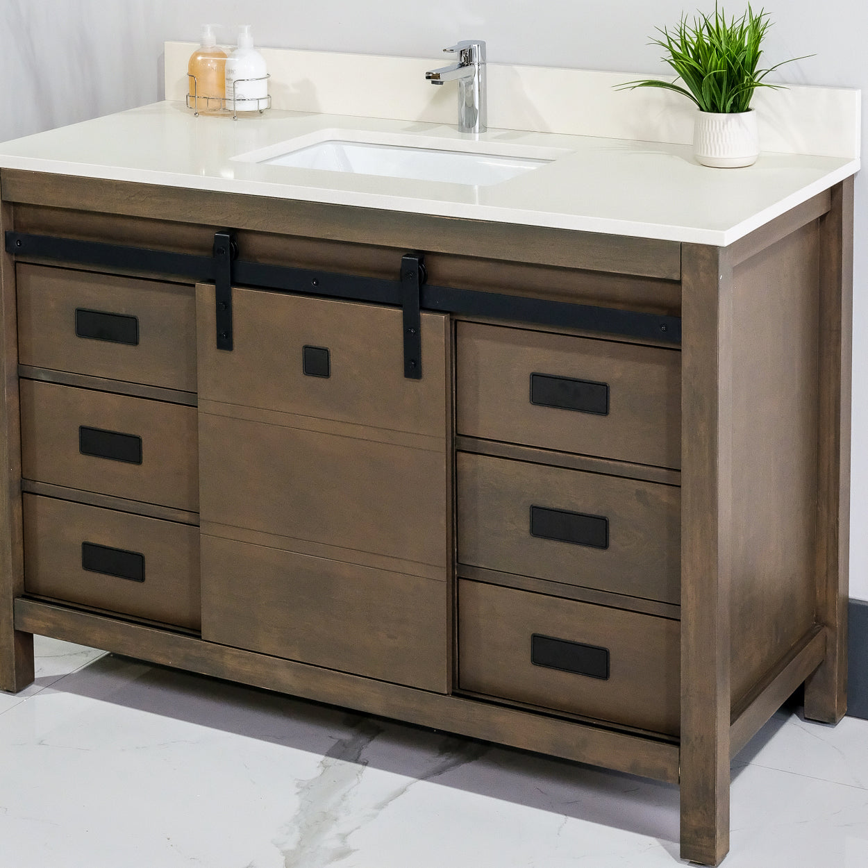 ALP-72A 48 Inch Wash Grey solid wood single sink free standing bathroom vanity