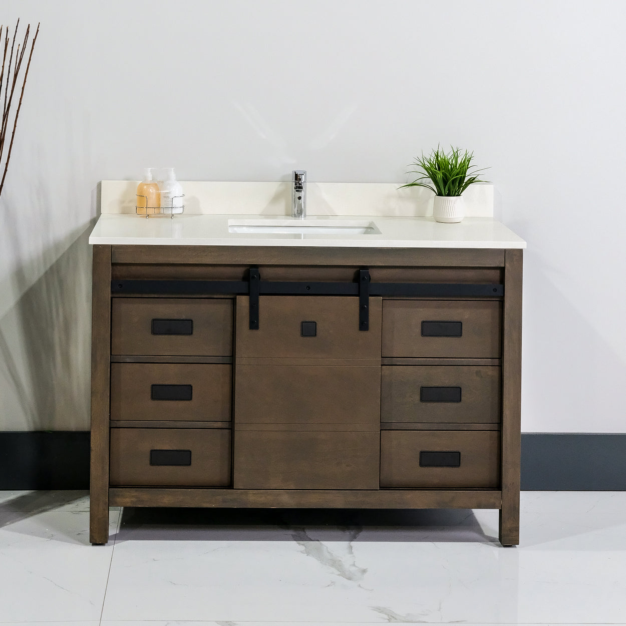 ALP-72A 48 Inch Wash Grey solid wood single sink free standing bathroom vanity