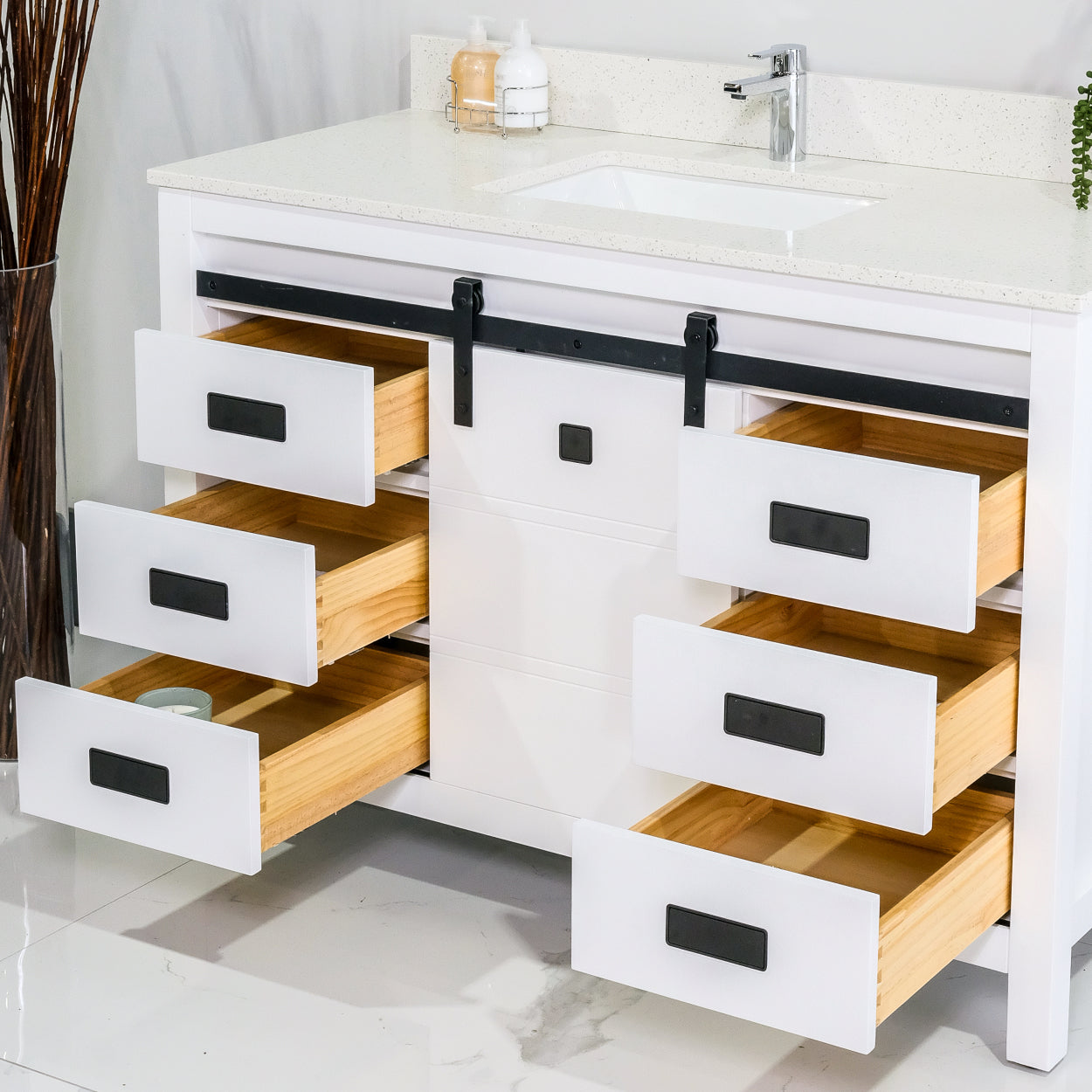 ALP-72A 48 Inch White solid wood single sink free standing bathroom vanity