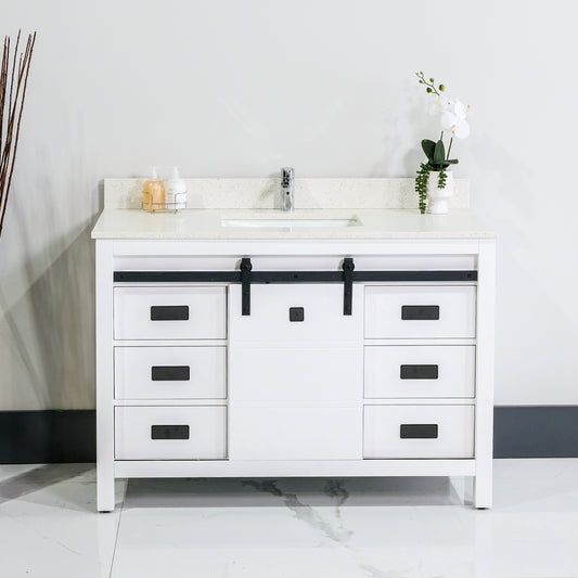 ALP-72A 48 Inch White solid wood single sink free standing bathroom vanity