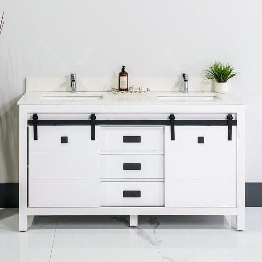 ALP-72A 60 Inch White solid wood double sink free standing bathroom vanity