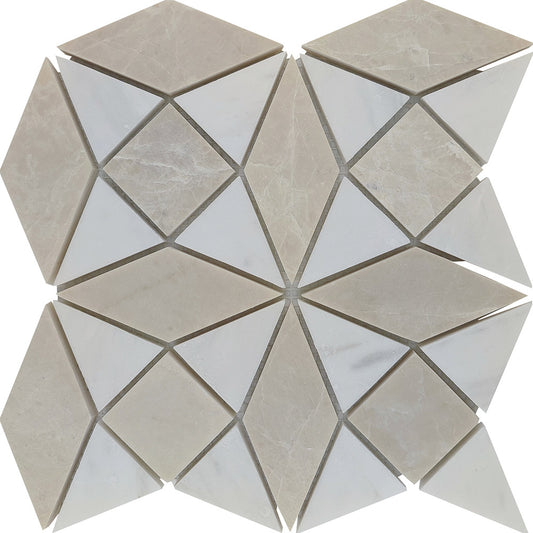 PAS 04-3 Dolomite, Beige Honed Marble Waterjet Mosaic