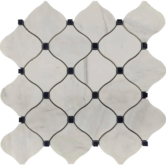 PAS 09-2 Ibiza, Black Dot Honed Marble Waterjet Mosaic