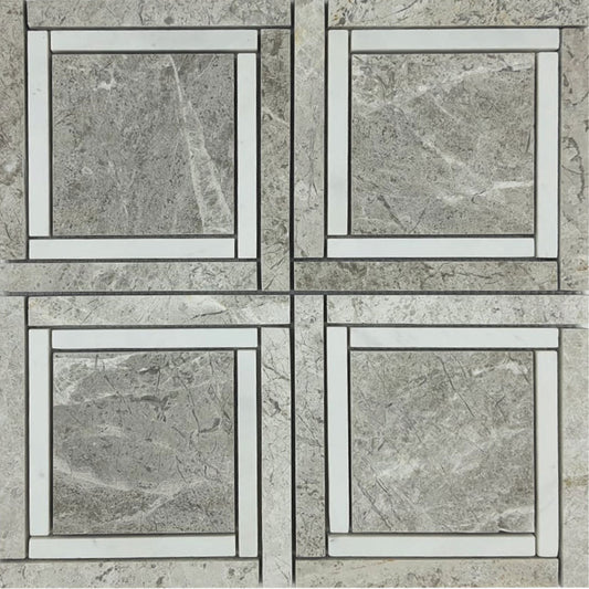 PAS 21-5 Dolomite, Tundra Grey Honed Marble Waterjet Mosaic