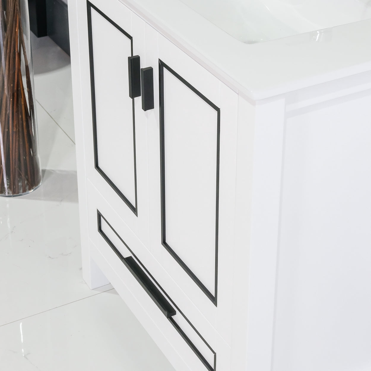 ALP-20A 30 Inch White solid wood single sink free standing bathroom vanity