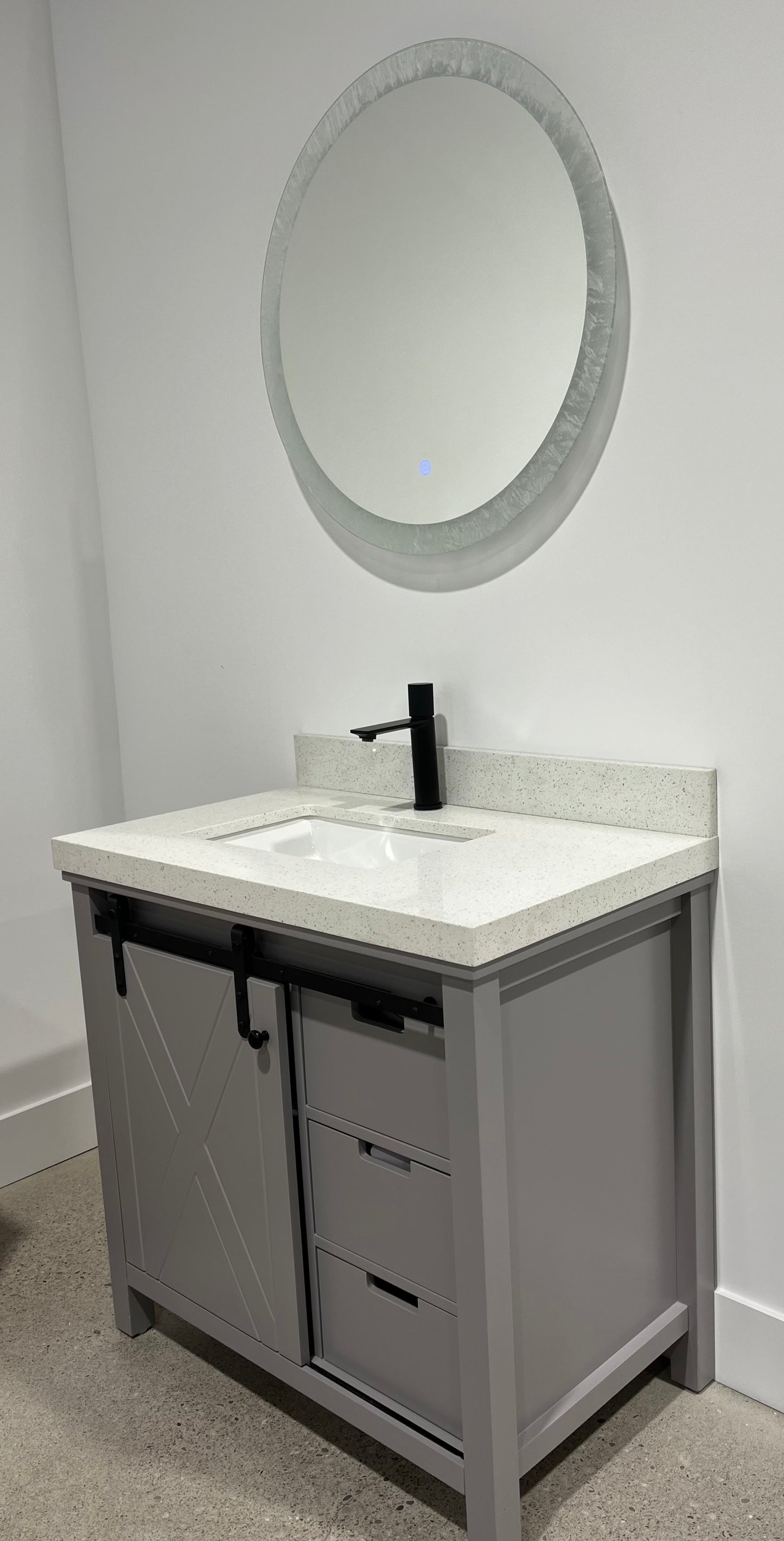 LED Bathroom Vanity Mirror Frosted Round