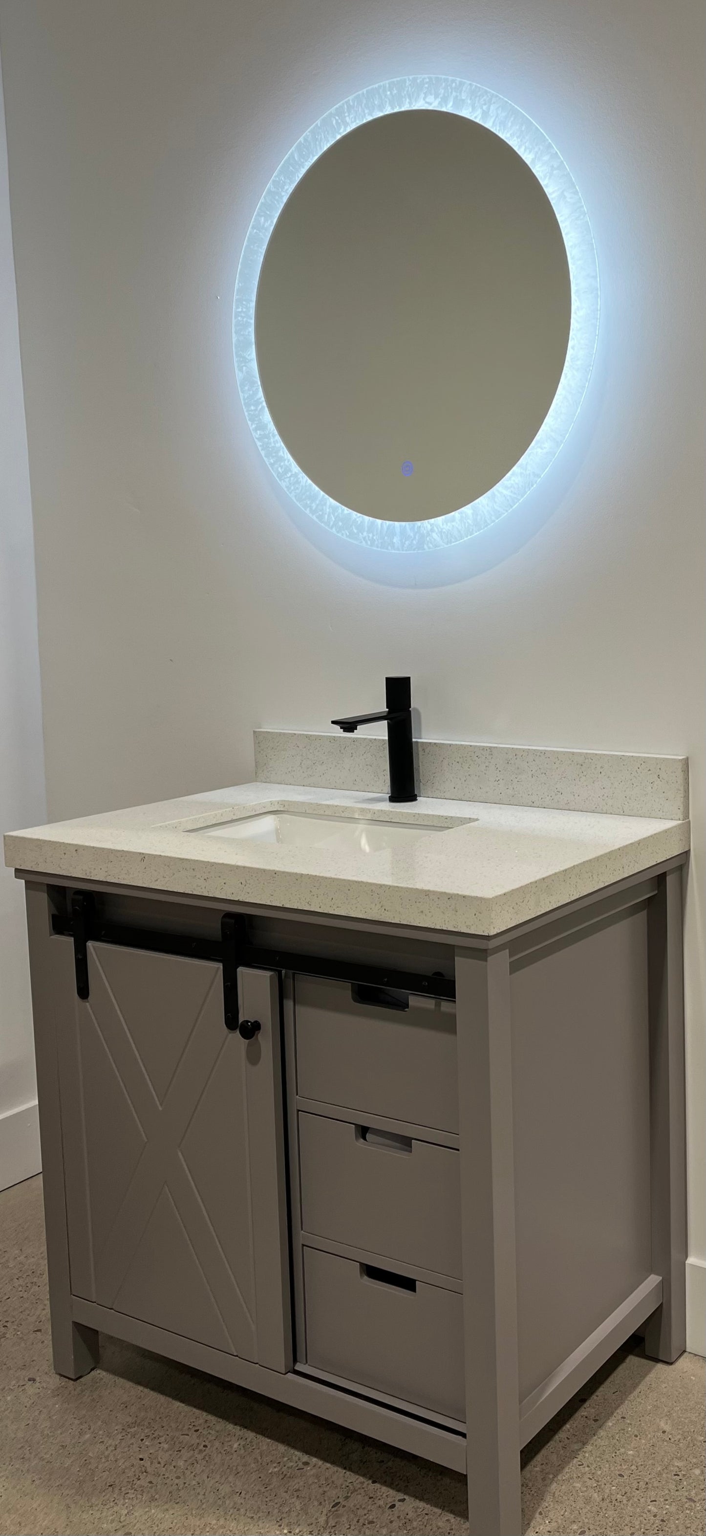 LED Bathroom Vanity Mirror Frosted Round