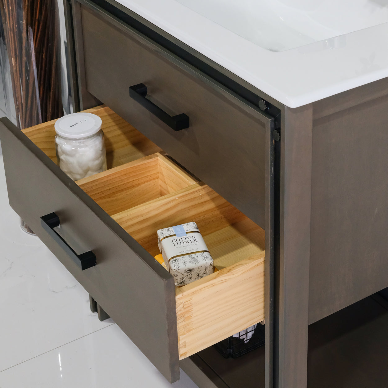 ALP-25 30 Inch Wash Grey solid wood single sink bathroom vanity