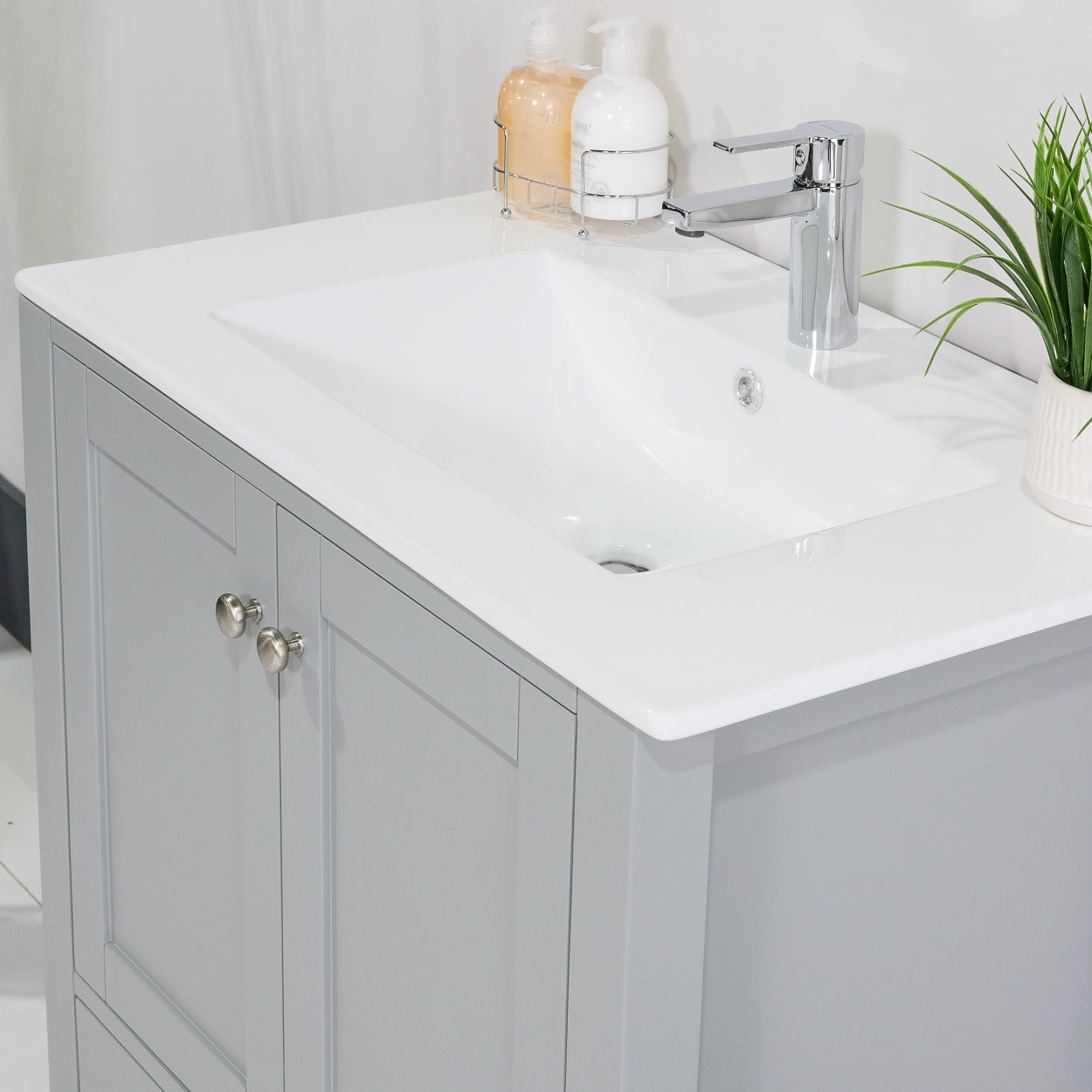 ALP-20 30 Inch Metal Grey solid wood single sink free standing bathroom vanity