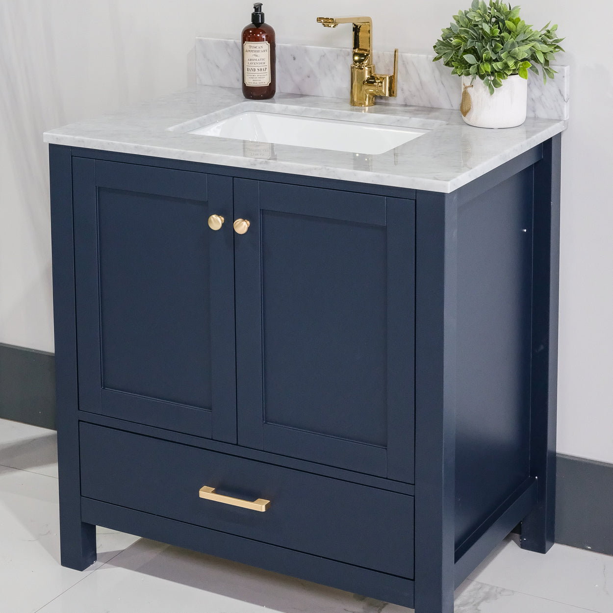 ALP-20 32 Inch Blue solid wood single sink free standing bathroom vanity