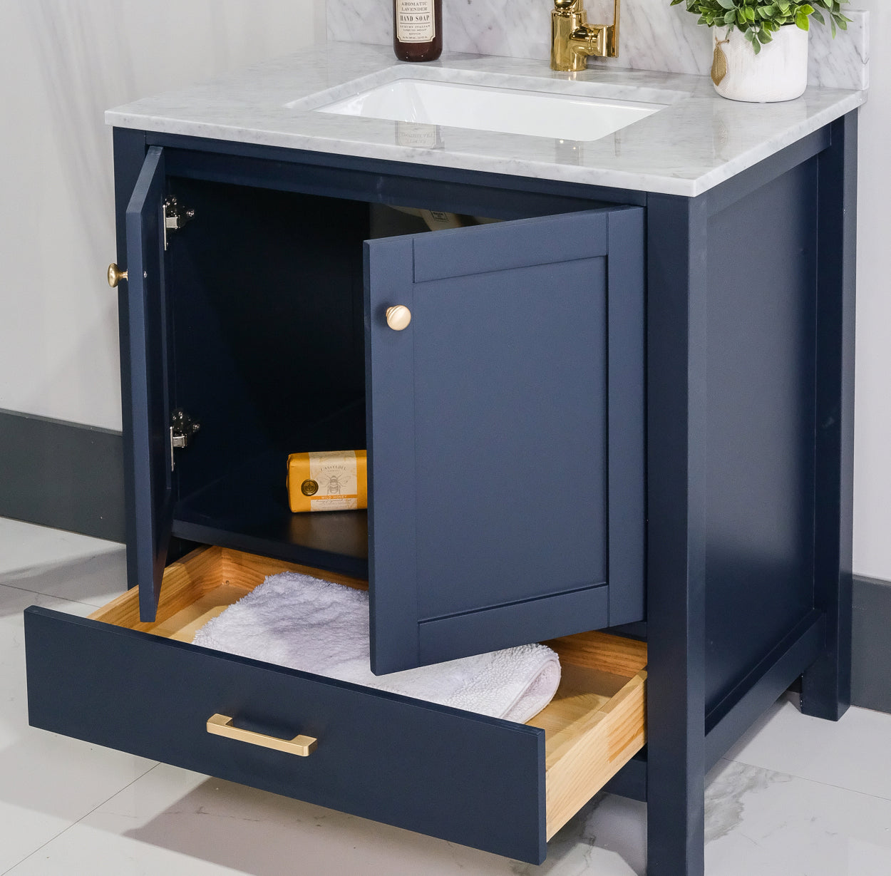 ALP-20 32 Inch Blue solid wood single sink free standing bathroom vanity