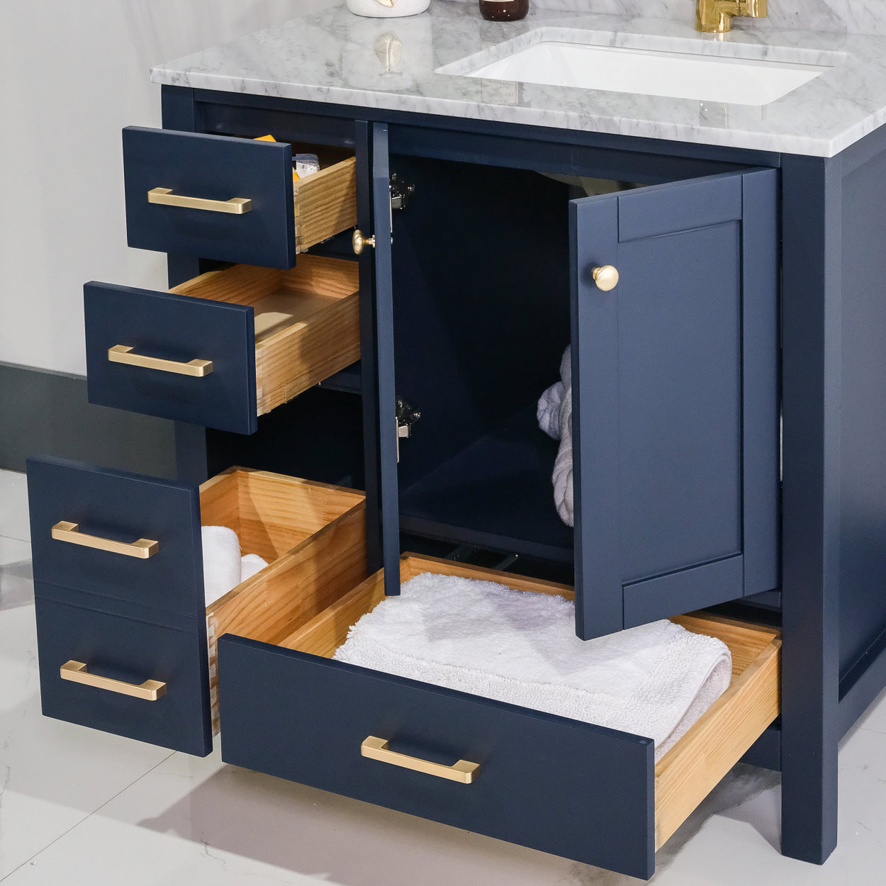 ALP-20 36 Inch Blue solid wood single free standing sink bathroom vanity