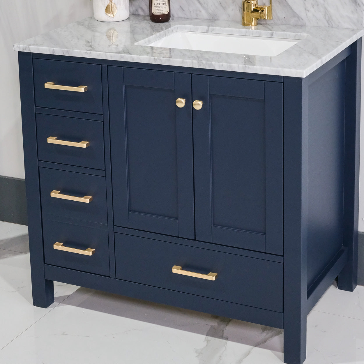 ALP-20 36 Inch Blue solid wood single free standing sink bathroom vanity