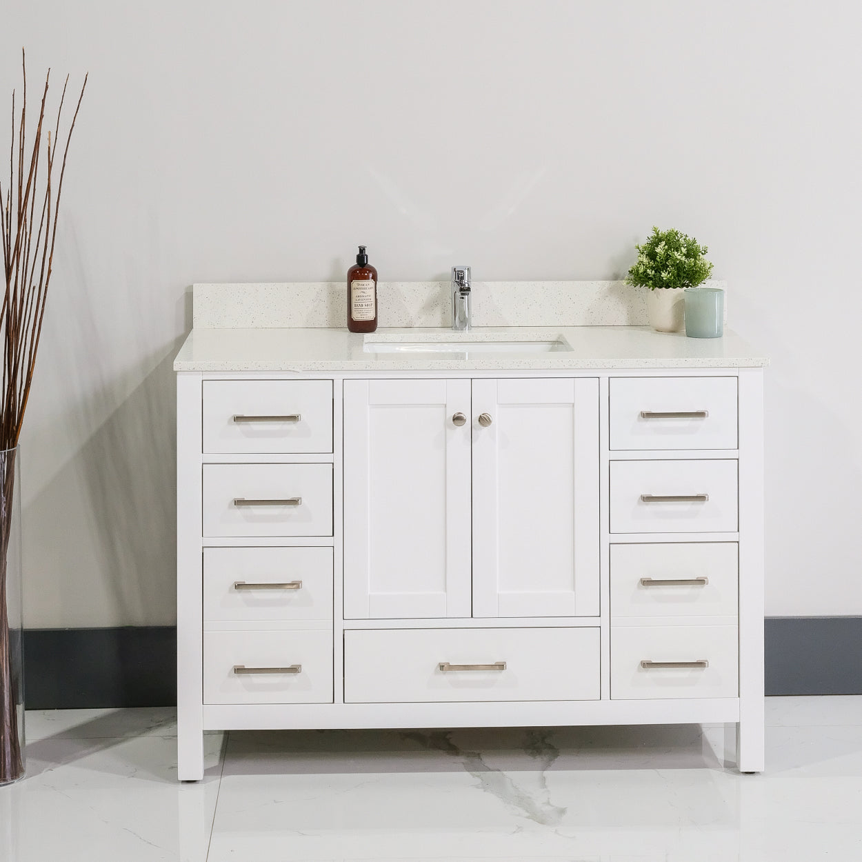 ALP-20 48 Inch White solid wood single sink free standing bathroom vanity