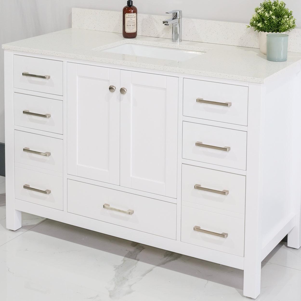 ALP-20 48 Inch White solid wood single sink free standing bathroom vanity